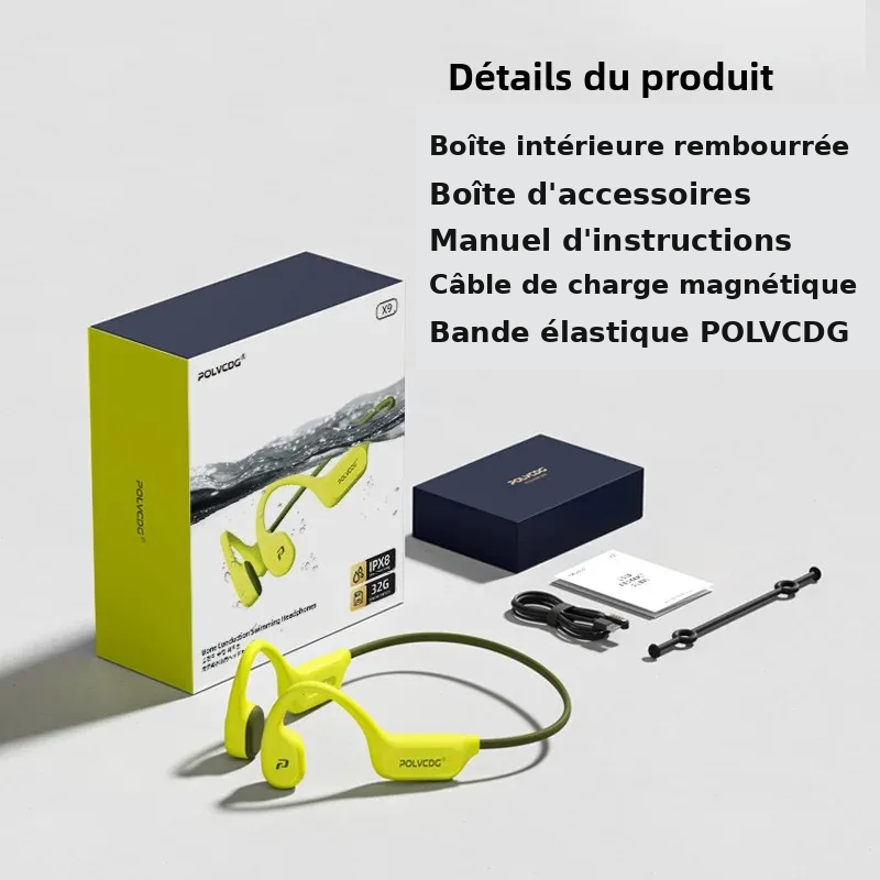 Écouteurs À Conduction Osseuse Étanches IPX8 8 Go